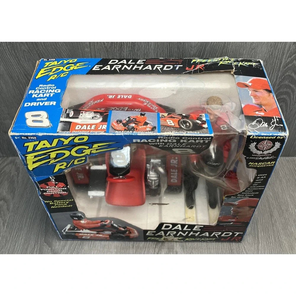 Vintage Taiyo Edge RC Dale Earnhardt Jr Racing Kart 49MHz NASCAR Driver 2003